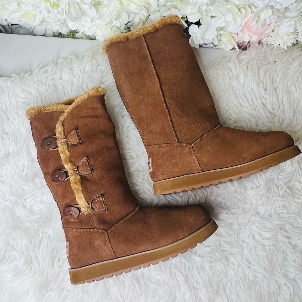Skechers suede style cozy fur winter boots booties 7